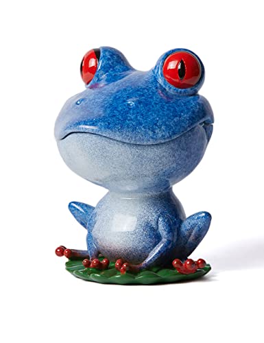 NENBOLEC Frosch Skulptur Figuren Modern Geschenk Dekor Vorratsdosen Keksdose Polyreisn Blau 20cm von NENBOLEC