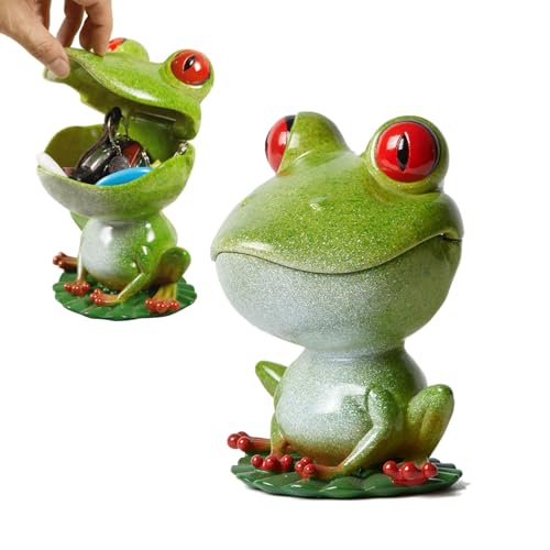 NENBOLEC Frosch Skulptur Figuren Modern Geschenk Dekor Vorratsdosen Keksdose Polyreisn Grün 20cm von NENBOLEC