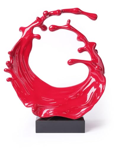 NENBOLEC Modern Skulptur Figuren Abstrakte Arts Geschenk GMeereswelle Dekor Statue Wohnzimmer Kunst Polyresin Ornament Rot 42cm von NENBOLEC