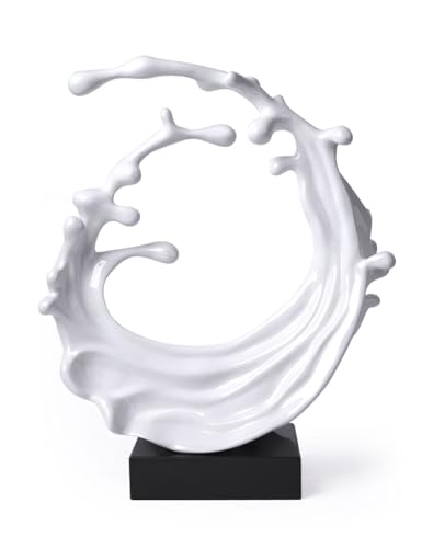 NENBOLEC Modern Skulptur Geschenk Abstrakte Arts GMeereswelle Dekor Figuren Polyresin Weiß 42cm von NENBOLEC