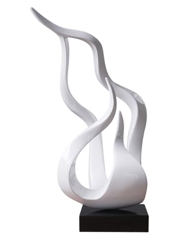 NENBOLEC Modern Skulptur Geschenk Abstrakte Arts Flamme Dekor Figuren Polyresin Weiß 42cm von NENBOLEC
