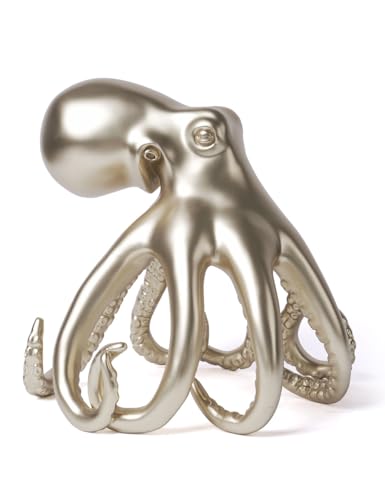 NENBOLEC Oktopus Dekor Figuren Modern Skulptur Geschenk Abstrakte Arts Polyresin Gold 22cm von NENBOLEC
