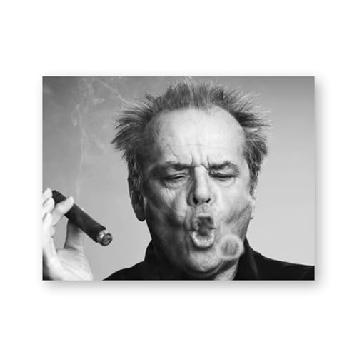 Jack Nicholson Zigarre Poster Wandkunstdrucke, Schwarzweiss-Leinwand-Gemälde Jack Nicholson Foto Wandbild-Kunst-Dekor (Color : 8, Size : 40x50 cm) von NENDERT
