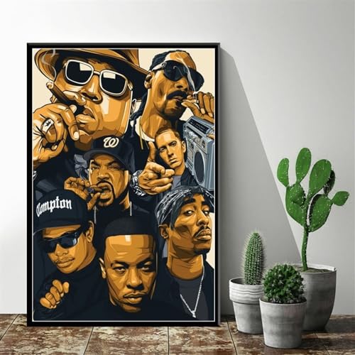 NENDERT Hip Hop Legende Biggie Smalls Wu-Tang Rap Star Wand-Kunst Leinwand Wand-Dekoration (60x90cm, Unbehandelt, Wandmontage, Wohnzimmer) von NENDERT