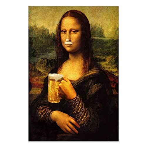 Lustige mona lisa trinken bier leinwand gemälde berühmte poster und drucke wandkunst modulare bilder for wohnzimmer wohnkultur (Color : DM831, Size : 60X80cm Unframed) von NENDERT