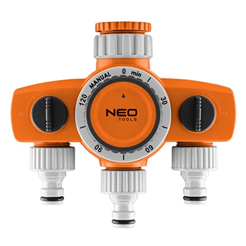 NEO TOOLS 3 Wege Verteiler Wasser mit Bewässerungsuhr - Wasserhahnanschlüssen - 1" und 3/4" - Wasseranschluss Verteiler - Einstellbarer Wasserdurchfluss - Keine Batterien erforderlich NEO TOOLS 3 Wege Verteiler Wasser mit Bewässerungsuhr - Wasserhahnanschlüssen - 1" und 3/4" - Wasseranschluss Verteiler - Einstellbarer Wasserdurchfluss - Keine Batterien erforderlich von NEO TOOLS