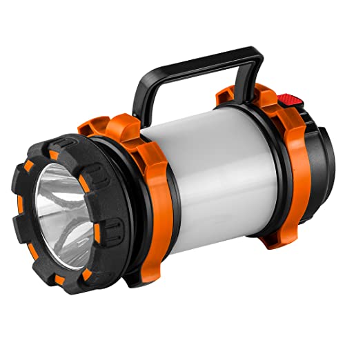 NEO TOOLS 3-in-1 Wiederaufladbare Camping-lampe, Powerbank, 10W Leistung, 800 Lm, CREE T6 + SMD LED, 2 1200mAh 3 wiederaufladbare Batterien.8 Li-Ionen im Lieferumfang, USB-Kabel, 4 Lichtfunktionen von NEO TOOLS