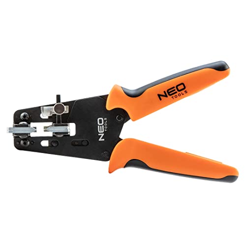 NEO TOOLS Abisolierwerkzeug für Photovoltaik-Kabel 220 mm lang, Griff PVC, Kohlenstoffstahl, Kabeldurchmesser 0,25mm2-6,0 mm2, Zweikomponentengriff, Isolationslängenanschlag von NEO TOOLS