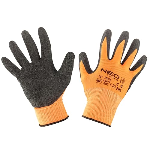 NEO TOOLS Arbeitshandschuhe, und beschichtet, als Schutzhandschuhe, Gartenhandschuhe Damen und Mechaniker Handschuhe geeignet, mit hochwertiger Beschichtung - Bauhandschuhe - Größe 8-11 (10) von NEO TOOLS