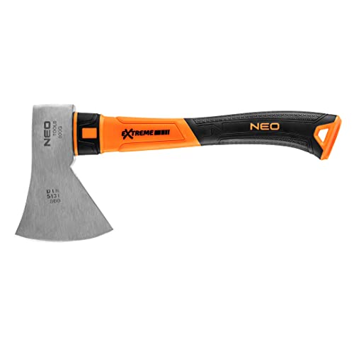 NEO TOOLS Axt 800 g, Fiberglasstiel, Ergonomisch, robust, widerstandsfähig Rutschfester Griff Langlebiger Stahlkopf nach DIN-Norm Universalaxt zur Bearbeitung von Holz von NEO TOOLS