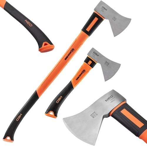 NEO TOOLS Axt Beil Set - Spaltaxt 1250g und Beil 600g - aus Fiberglas - Ergonomischer Handgriff mit Rutschfestem Material Überzogen - Universal Spaltaxt, Spaltbeil, Holzspalter von NEO TOOLS