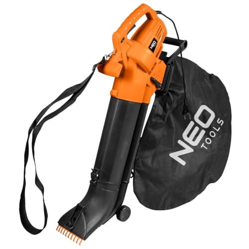 NEO TOOLS Elektro-Laubsauger 3500 W (Saug-/Blasfunktion, Häckselrate 10:1, Blasgeschwindigkeit 270 km/h, Fangsack 45 L) zum Blasen, Saugen und Häckseln von Laub von NEO TOOLS