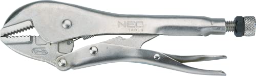 NEO TOOLS Feststellzange Länge 250 mm Grip-Zange gerade Mund Backenbereich 0-45 mm Backeninnenseite genutet Öffnungsfeder Kopf aus Chrom-Molybdän-Stahl von NEO TOOLS
