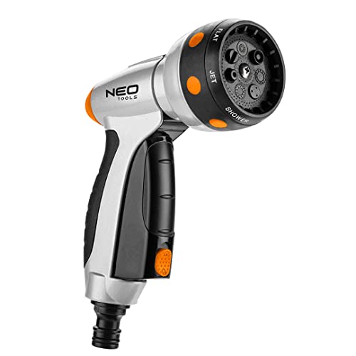 NEO TOOLS Gartenbrause, 7-Funktionen Handbrause - Multi Gartenspritze mit Auslösesperre und CLICK-Funktion, Ergonomischer Griff - Wasserspritze für Garten, Regulierung der Wasserstrahlstärke von NEO TOOLS