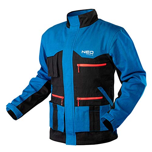 NEO TOOLS Herren HD+ Arbeitsjacke, 100% Baumwolle 275 g/m2, Gr. S-XXL, Stehkragen, regulierbare Manschetten mit Klettverschlüssen, Reißverschluss hinter einer Leiste von NEO TOOLS
