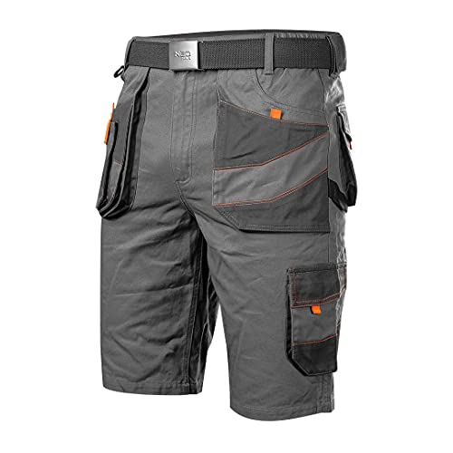 NEO TOOLS Herren kurze Arbeitshose mit Hosengürtel, 100% Twill-Baumwolle 260 g/m2 von NEO TOOLS