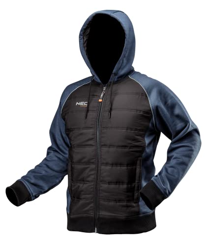 NEO TOOLS Hochwertige Sweatjacke Herren mit Kapuze in blau schwarz Freizeitjacke Jacke Arbeitsjacke Arbeitsjacke Sicherheitsjacke XL von NEO TOOLS