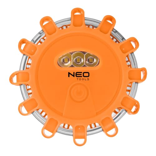 NEO TOOLS LED Warnleuchte Straßen Notfalllampe – Kompakte Warnblinkleuchte mit Magnet und Taschenlampenfunktion – 5 Modi für die Sicherheit im Straßenverkehr, für Autos, LKWs, Boote von NEO TOOLS