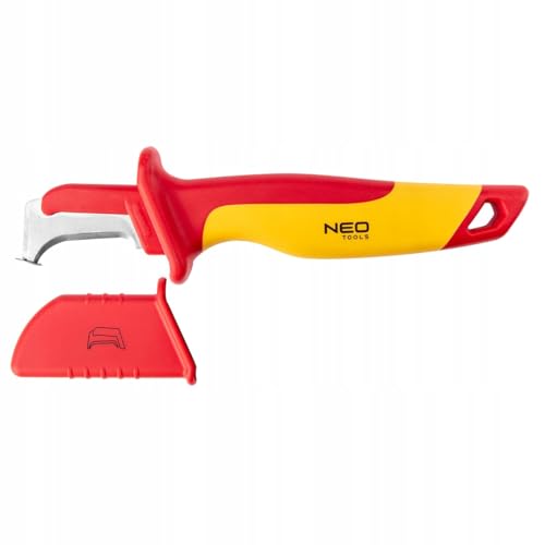 NEO TOOLS Montagemesser 1000V, 180 mm lang - Isolierte - isolierender Mehrkomponenten-Griff für Elektroinstallation - Härte der Klinge 51-53 HRC für Arbeiten unter Spannung von NEO TOOLS