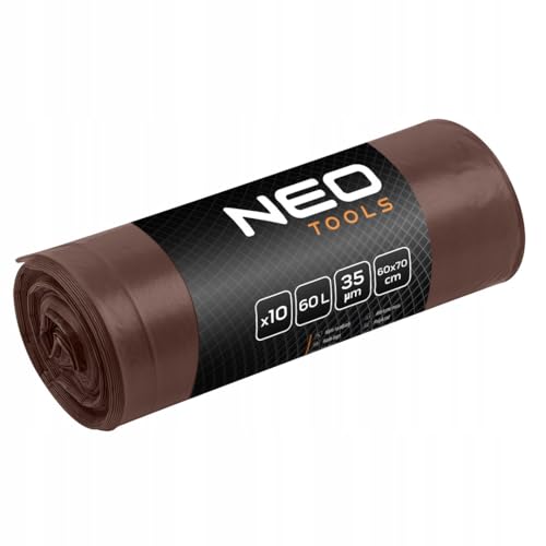 NEO TOOLS Müllsäcke | extra starke Abfallsäcke | Braun Rollen | 60 L Fassungsvolumen | stabile robuste Müllbeutel reißfest Müllsäcke | Folienstärke 35 mic von NEO TOOLS