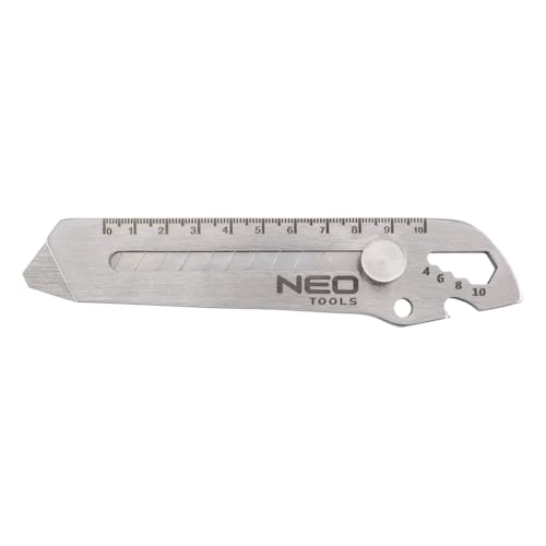 NEO TOOLS Multitool Cuttermesser 6-in-1 – Faltbares Teppichmesser 18mm Klinge, Edelstahlgehäuse – Praktisches Allzweckwerkzeug mit Schraubenschlüssel, Dosenöffner und Lineal NEO TOOLS Multitool Cuttermesser 6-in-1 – Faltbares Teppichmesser 18mm Klinge, Edelstahlgehäuse – Praktisches Allzweckwerkzeug mit Schraubenschlüssel, Dosenöffner und Lineal von NEO TOOLS