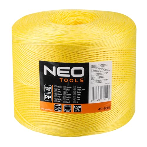 NEO TOOLS Polypropylen Seil 2000 m Polypropylenseil Outdoor Tauwerk PP Flechtleine Textilseil Leine Schnur Festmacher Rope Kunststoffseil Polyseil geflochten - 2000 m von NEO TOOLS
