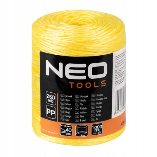 NEO TOOLS Polypropylen Seil 250 m Polypropylenseil Outdoor Tauwerk PP Flechtleine Textilseil Leine Schnur Festmacher Rope Kunststoffseil Polyseil geflochten - 250 m von NEO TOOLS