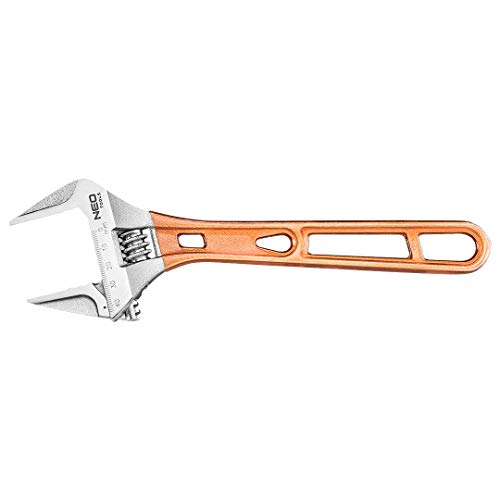 NEO TOOLS Rollgabelschlüssel Einmaulschlüssel aus Chrom-Vanadium Stahl – Einmaulschlüssel Verstellbar Adjustable Wrench mit Weichem Griff - Länge: 256 mm max. Maulweite 0-43 von NEO TOOLS