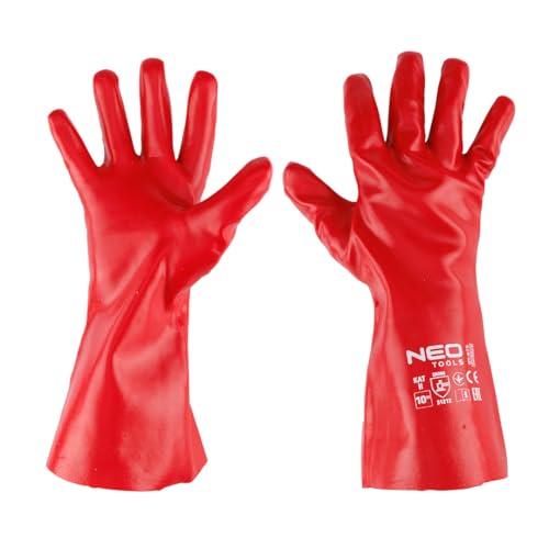 NEO TOOLS Schutzhandschuhe PVC Lang – Gr. 10 – Dornensicher und Ölbeständig – Mit Unterarmschutz, Robuste Arbeitshandschuhe für Industrie und Garten handschuhe von NEO TOOLS