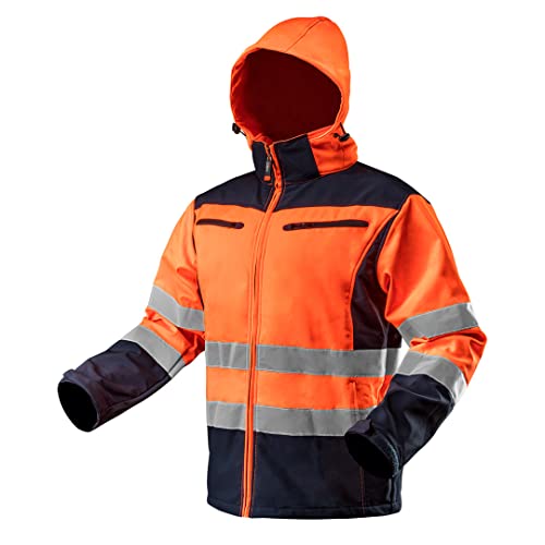 NEO TOOLS Softshell Warnjacke mit Reflektionsstreifen orange Neon gelb Arbeitsjacke Warnschutz Sicherheitshose XXXL orange von NEO TOOLS