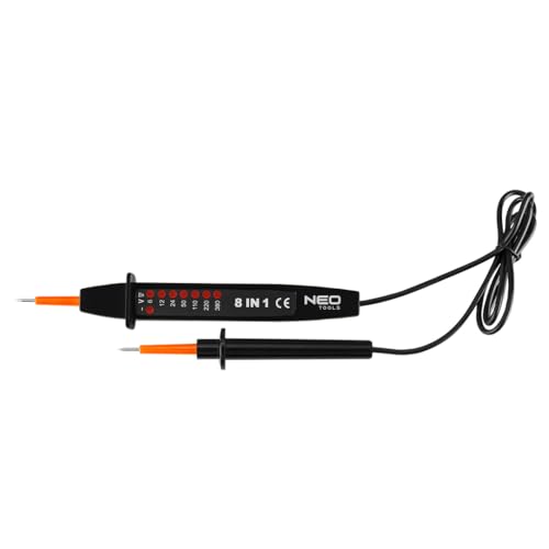NEO TOOLS Spannungsprüfer 2-polig mit LED Anzeige | Messbereich 6-380 V AC/DC Spannungsprüfer | Messgerät für Elektrotechnik | 8 in 1 Spannungsprüfer zweipolig von NEO TOOLS