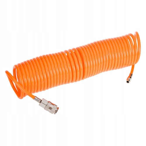 NEO TOOLS Spiralschlauch 5 mm/10 m (für Druckluft-Kompressoren bis max. 16 bar, Schnellkupplung und Stecknippel, aus widerstandsfähigem PE) - Luftschlauch für Kompressor Kompressorschlauch von NEO TOOLS