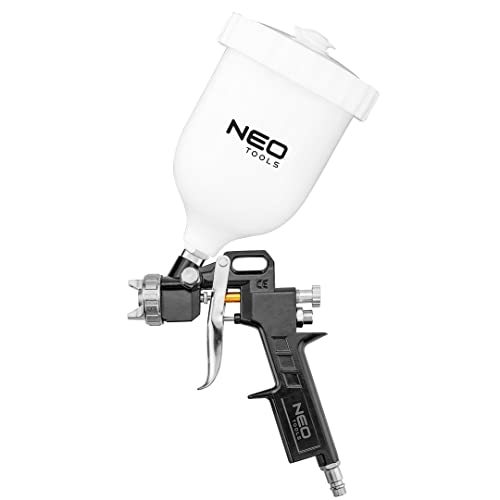 NEO TOOLS Spritzpistole mit Oberbecher 0,5l, 1,4 mm, Luftverbrauch 250–350 l/min., max. Arbeitsdruck 4 bar, 2 Einstellungen, Farbsprühsystem, für Anstrich und Grundierung von NEO TOOLS