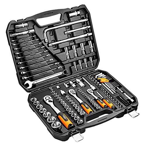 Neo Steckschlüssel 120 Stück, 1/4, 1/2 Zoll, CrV, 08-667 von NEO TOOLS