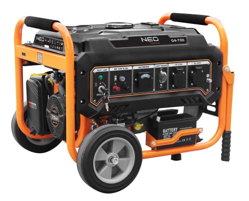 NEO TOOLS Stromaggregat 2800W-3000W; Notstromversorgung; Stromaggregat 2,8/3 kW; EURO V; AVR; Benzinmotor; durchschnittlicher Kraftstoffverbrauch: 2,63 l/h; Räder und Tragegriffe; Tank: 15 l; 4 kg von NEO TOOLS