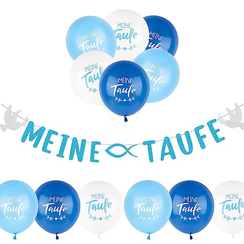 Neodtx Taufe Deko Junge - Luftballons, Girlande, Kommunion, Konfirmation Dekoration Set Blau - Meine Taufe Banner, Tischdeko, Gastgeschenke Für Junge Neodtx Taufe Deko Junge - Luftballons, Girlande, Kommunion, Konfirmation Dekoration Set Blau - Meine Taufe Banner, Tischdeko, Gastgeschenke Für Junge von NEODTX