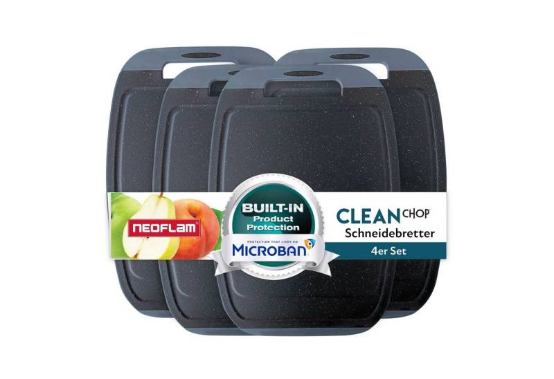 NEOFLAM® Schneidebrett BiJu Antibakterielles Frühstücksbrettchen Set, 4tlg. - Granitschwarz, Kunststoff (PP), (4-St) von NEOFLAM®
