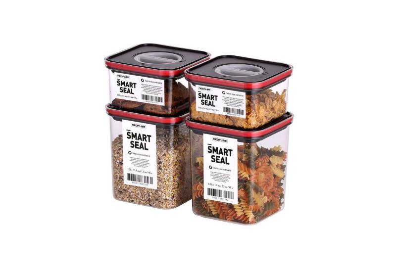 NEOFLAM® Vorratsdose Smart Seal Vorratsbehälter Set 4tlg. - Gr. 2x S, 2x M - Rot, Kunststoff (AS & PP), Silikon, (4-tlg) von NEOFLAM®