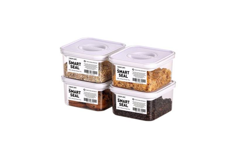 NEOFLAM® Vorratsdose Smart Seal Vorratsbehälter Set 4tlg. - Gr. 4x S - Weiß, Kunststoff (AS & PP), Silikon, (4-tlg) von NEOFLAM®