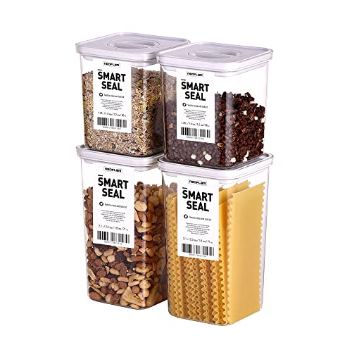 Neoflam® Vorratsdosen mit Deckel luftdicht & Einhanddrehverschluss | Vorratsdosen - BPA frei | Aufbewahrungsbox Küche | Vorratsboxen mit Deckel | weiß - 2x 1.35L & 2x 2.1L von Neoflam
