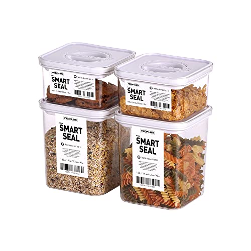 Neoflam® Vorratsdosen mit Deckel luftdicht & Einhanddrehverschluss | Vorratsdosen - BPA frei | Aufbewahrungsbox Küche | Vorratsboxen mit Deckel | weiß - 2x 0.55L & 2x 1.35L von Neoflam