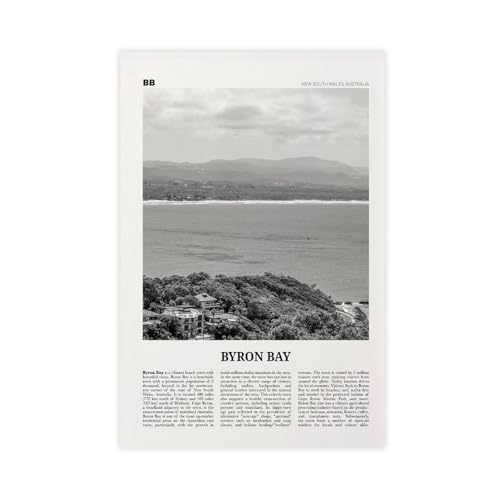Byron Bay Druck auf Leinwand, Motiv: New South Wales, Australien, Stadtreise, Landschaft, Poster und Drucke, ästhetische Raumdekoration, 60 x 90 cm, Schwarz und Weiß Byron Bay Druck auf Leinwand, Motiv: New South Wales, Australien, Stadtreise, Landschaft, Poster und Drucke, ästhetische Raumdekoration, 60 x 90 cm, Schwarz und Weiß von NEOHI