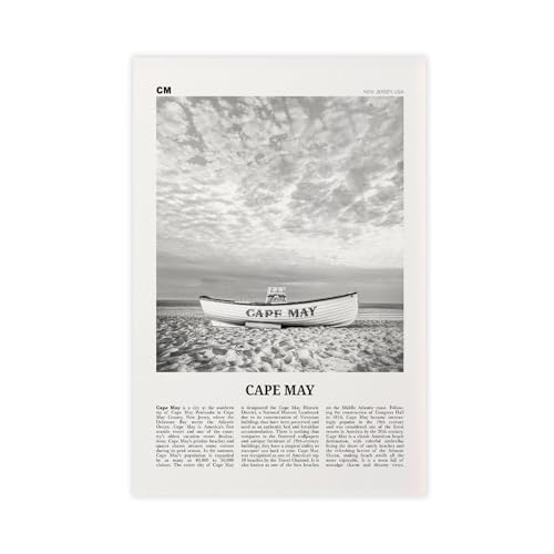 Cape May Druck Schwarz und Weiß, New Jersey, USA, USA, Stadtreise, Landschaft, Leinwand, modernes Poster, Wandkunstdrucke, Gemälde, Wohnzimmer, Schlafzimmer, Dekoration, 40 x 60 cm Cape May Druck Schwarz und Weiß, New Jersey, USA, USA, Stadtreise, Landschaft, Leinwand, modernes Poster, Wandkunstdrucke, Gemälde, Wohnzimmer, Schlafzimmer, Dekoration, 40 x 60 cm von NEOHI