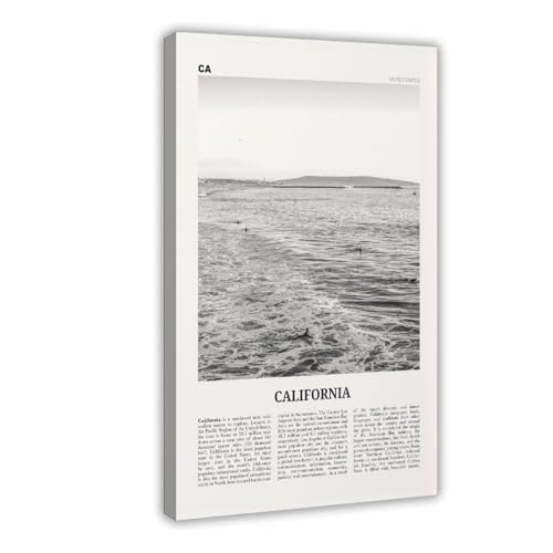 Kunstdruck auf Leinwand, Motiv: Kalifornien, Schwarz-Weiß-Surf, USA, USA, Nordamerika, Stadtreise, Landschaft, Poster, Kunstdruck, Raum, ästhetisch, Schlafzimmer, Büro, 50 x 75 cm Kunstdruck auf Leinwand, Motiv: Kalifornien, Schwarz-Weiß-Surf, USA, USA, Nordamerika, Stadtreise, Landschaft, Poster, Kunstdruck, Raum, ästhetisch, Schlafzimmer, Büro, 50 x 75 cm von NEOHI