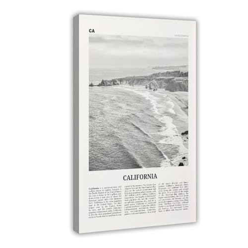 Kunstdruck auf Leinwand, Motiv: Kalifornien, Schwarz-Weiß-Wellen, USA, USA, Nordamerika, Stadt, Reiselandschaft, Wanddekoration, Poster, Zuhause, Bar, Restaurant, Garage, Café, Geschenk, 60 x 90 cm Kunstdruck auf Leinwand, Motiv: Kalifornien, Schwarz-Weiß-Wellen, USA, USA, Nordamerika, Stadt, Reiselandschaft, Wanddekoration, Poster, Zuhause, Bar, Restaurant, Garage, Café, Geschenk, 60 x 90 cm von NEOHI