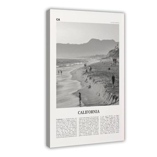 Kunstdruck auf Leinwand, Motiv: Kalifornien, schwarzer und weißer Strand, USA, USA, Nordamerika, Stadt, Reiselandschaft, Wanddekoration, Poster, Zuhause, Bar, Restaurant, Garage, Café, Geschenk, 50 x Kunstdruck auf Leinwand, Motiv: Kalifornien, schwarzer und weißer Strand, USA, USA, Nordamerika, Stadt, Reiselandschaft, Wanddekoration, Poster, Zuhause, Bar, Restaurant, Garage, Café, Geschenk, 50 x von NEOHI