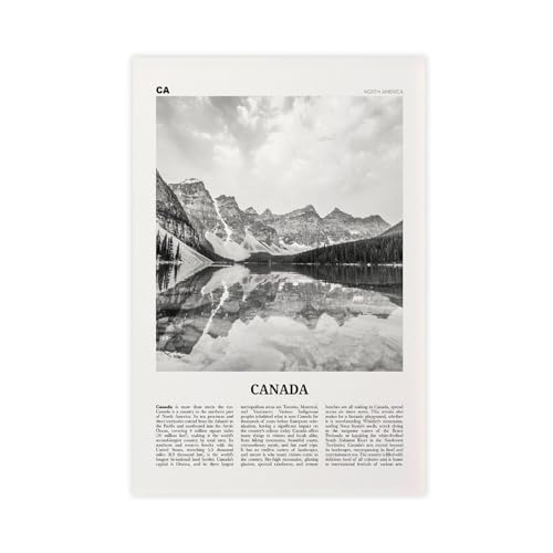 Leinwandbild, Motiv: Kanada-Druck, Motiv: Schwarz-Weiß-Berge, Vancouver, Ottawa, Montreal, Nordamerika, Stadtreise, Landschaft, Poster, Kunstdruck, ästhetisches Schlafzimmer, Büro, 50 x 75 cm Leinwandbild, Motiv: Kanada-Druck, Motiv: Schwarz-Weiß-Berge, Vancouver, Ottawa, Montreal, Nordamerika, Stadtreise, Landschaft, Poster, Kunstdruck, ästhetisches Schlafzimmer, Büro, 50 x 75 cm von NEOHI