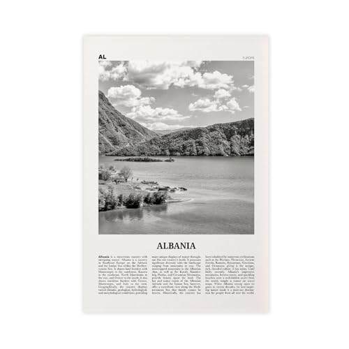 NEOHI Albanien-Druck, Schwarz-Weiß-Landschafts-Kunstdruck, Stadtreise, Landschaft, Leinwand, Wanddekoration, Poster, Zuhause, Bar, Restaurant, Garage, Café, Logo, Geschenk, 60 x 90 cm NEOHI Albanien-Druck, Schwarz-Weiß-Landschafts-Kunstdruck, Stadtreise, Landschaft, Leinwand, Wanddekoration, Poster, Zuhause, Bar, Restaurant, Garage, Café, Logo, Geschenk, 60 x 90 cm von NEOHI
