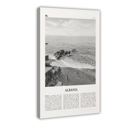 NEOHI Albanien-Druck, schwarzer und weißer Strand, Landschafts-Kunstdruck, Stadtreise, Landschaft, Leinwand-Kunst, Wanddekoration, Poster, Zuhause, Bar, Restaurant, Garage, Café, Logo, Geschenk, 60 x NEOHI Albanien-Druck, schwarzer und weißer Strand, Landschafts-Kunstdruck, Stadtreise, Landschaft, Leinwand-Kunst, Wanddekoration, Poster, Zuhause, Bar, Restaurant, Garage, Café, Logo, Geschenk, 60 x von NEOHI