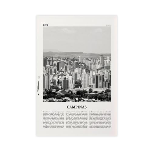NEOHI Campinas Druck auf Leinwand, Motiv: Brasilien, Brasilien, Südamerika, Stadtreise, Landschaft, Poster, Kunstdruck, ästhetisch, Schlafzimmer, Büro, 50 x 75 cm, Schwarz und Weiß NEOHI Campinas Druck auf Leinwand, Motiv: Brasilien, Brasilien, Südamerika, Stadtreise, Landschaft, Poster, Kunstdruck, ästhetisch, Schlafzimmer, Büro, 50 x 75 cm, Schwarz und Weiß von NEOHI